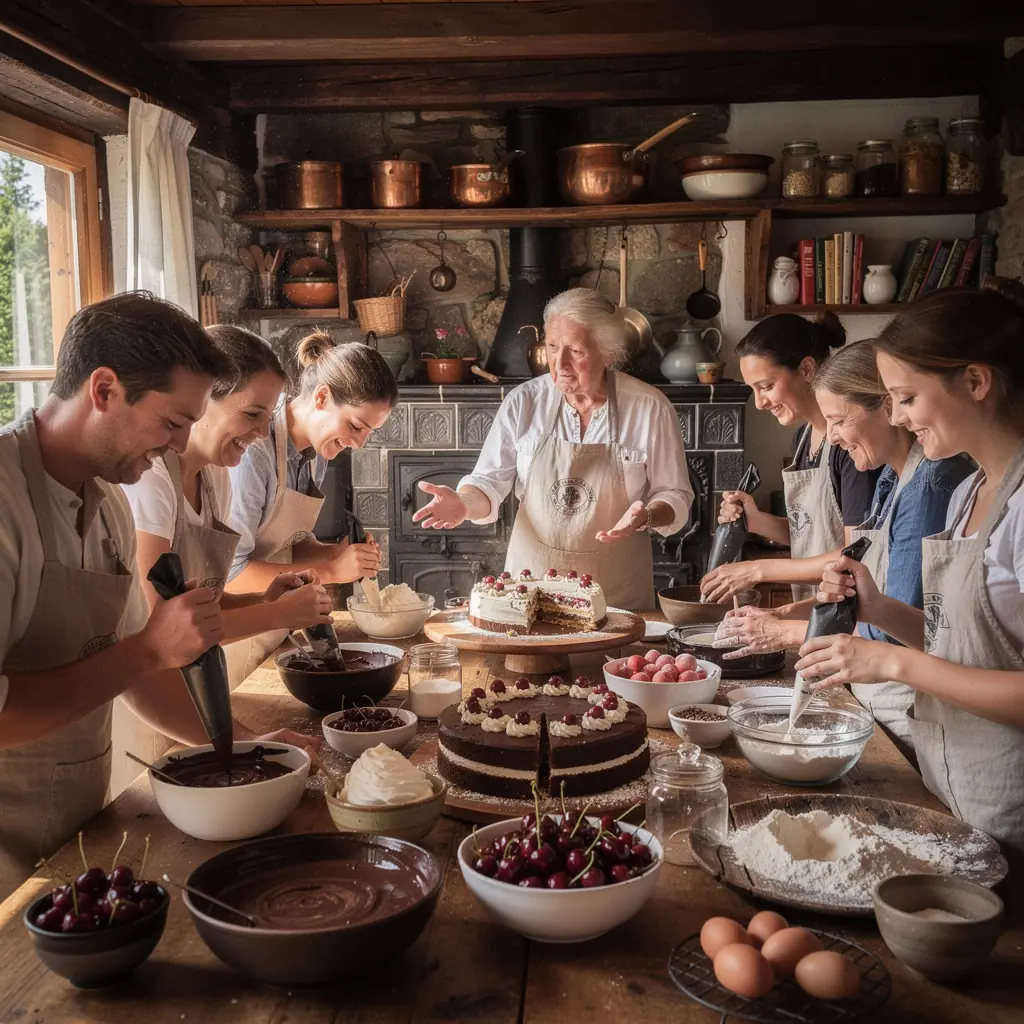 Wanderer erkunden einen schmalen Pfad durch die unberührte Natur des Schwarzwalds.